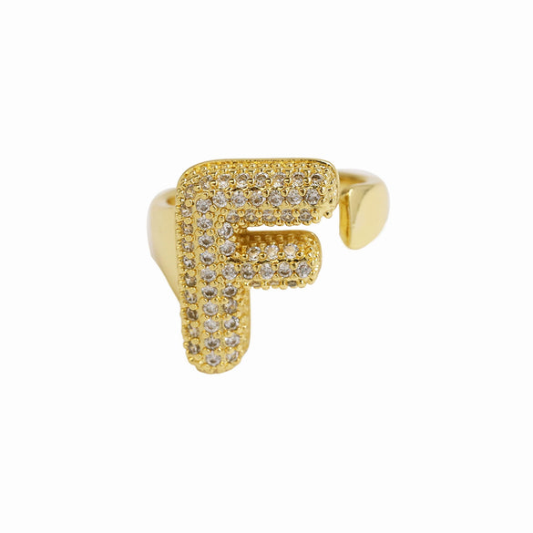 Wholesale Ring Copper 18K Gold Plated Letters Numbers Text Style Balloon Bubble Shape