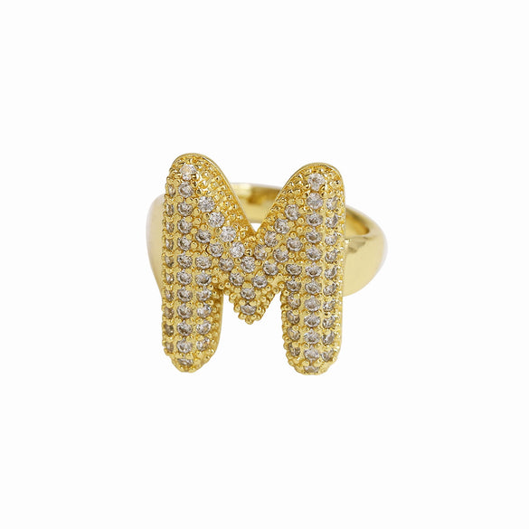 Wholesale Ring Copper 18K Gold Plated Letters Numbers Text Style Balloon Bubble Shape