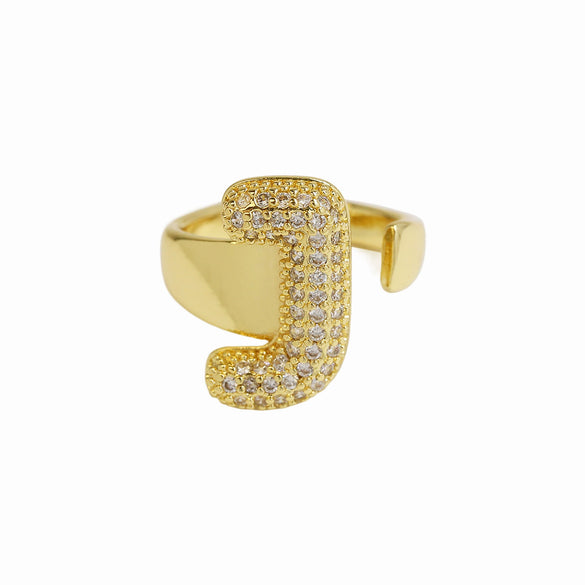 Wholesale Ring Copper 18K Gold Plated Letters Numbers Text Style Balloon Bubble Shape