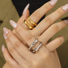 Wholesale Ring Copper Material Geometric Line Hollow Design 18K Gold Plated For Women