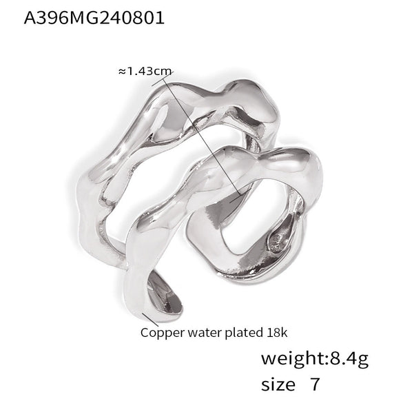 Wholesale Ring Copper Material Geometric Line Hollow Design 18K Gold Plated For Women