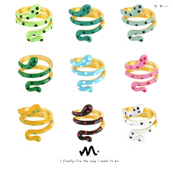 Wholesale Ring Copper Material Geometric Style Spirit Snake Shape Gold Plated