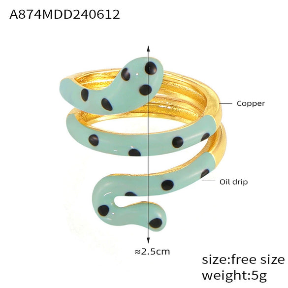 Wholesale Ring Copper Material Geometric Style Spirit Snake Shape Gold Plated