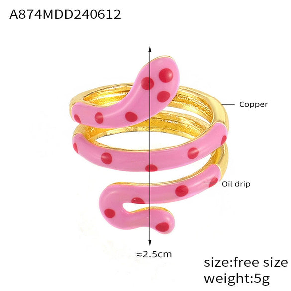 Wholesale Ring Copper Material Geometric Style Spirit Snake Shape Gold Plated