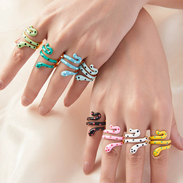 Wholesale Ring Copper Material Geometric Style Spirit Snake Shape Gold Plated