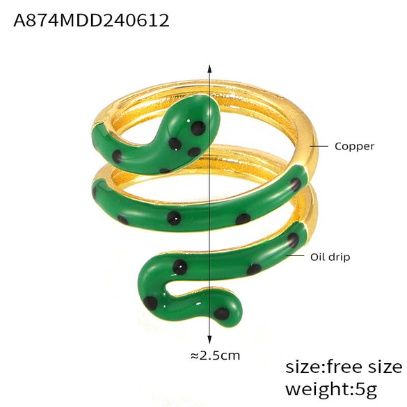 Wholesale Ring Copper Material Geometric Style Spirit Snake Shape Gold Plated