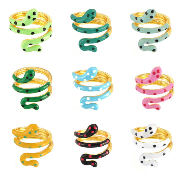 Wholesale Ring Copper Material Geometric Style Spirit Snake Shape Gold Plated