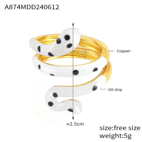 Wholesale Ring Copper Material Geometric Style Spirit Snake Shape Gold Plated
