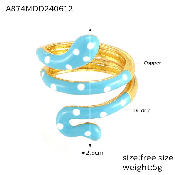Wholesale Ring Copper Material Geometric Style Spirit Snake Shape Gold Plated