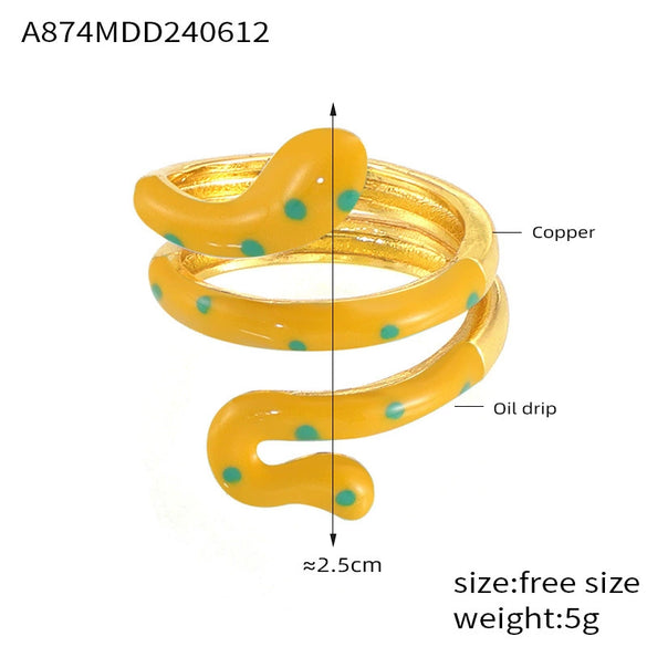 Wholesale Ring Copper Material Geometric Style Spirit Snake Shape Gold Plated