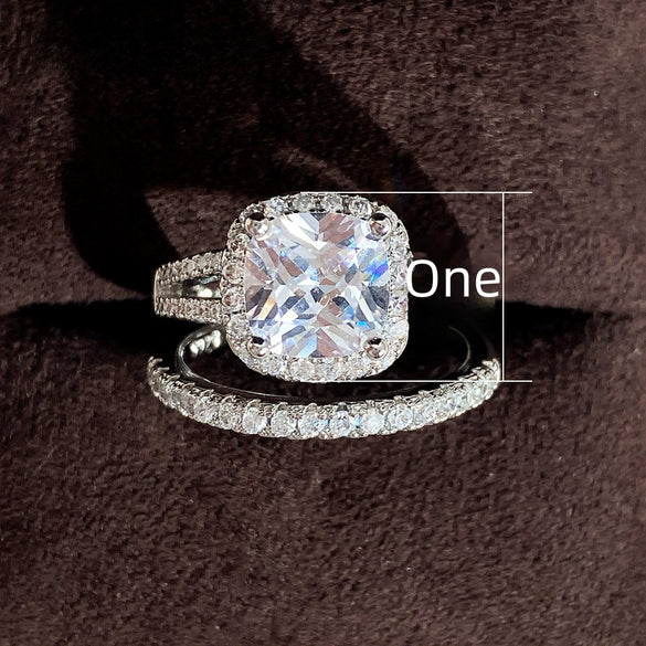 Wholesale Ring Copper Microinlaid Zircon Geometric Fashion Light Luxury Women's Engagement Couple Ring