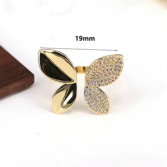 Wholesale Ring Copper Micropaved Butterfly Heart Water Drop Bow Style Jewelry For Women