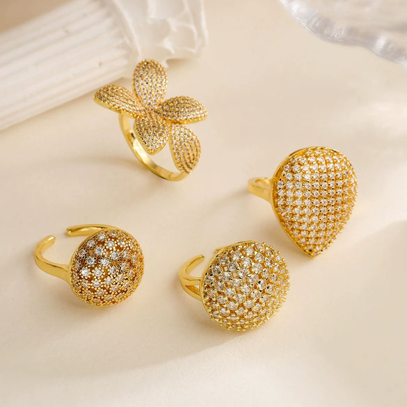 Wholesale Ring Copper Plated 18K Gold Geometric Style Women's Niche Highend Allmatch Ring