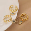 Wholesale Ring Copper Plated 18K Gold Zircon Geometric Devil's Eye Women's Retro Simple Micro Inlay