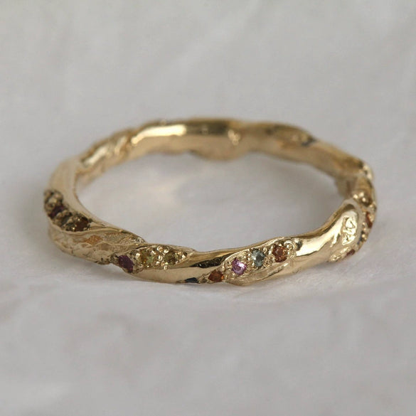 Wholesale Ring Copper Plated 18K True Gold Retro Light Luxury Zircon Irregular Spiral Geometric Style For Women