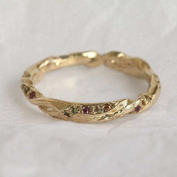 Wholesale Ring Copper Plated 18K True Gold Retro Light Luxury Zircon Irregular Spiral Geometric Style For Women
