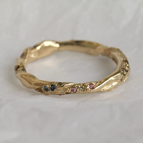 Wholesale Ring Copper Plated 18K True Gold Retro Light Luxury Zircon Irregular Spiral Geometric Style For Women