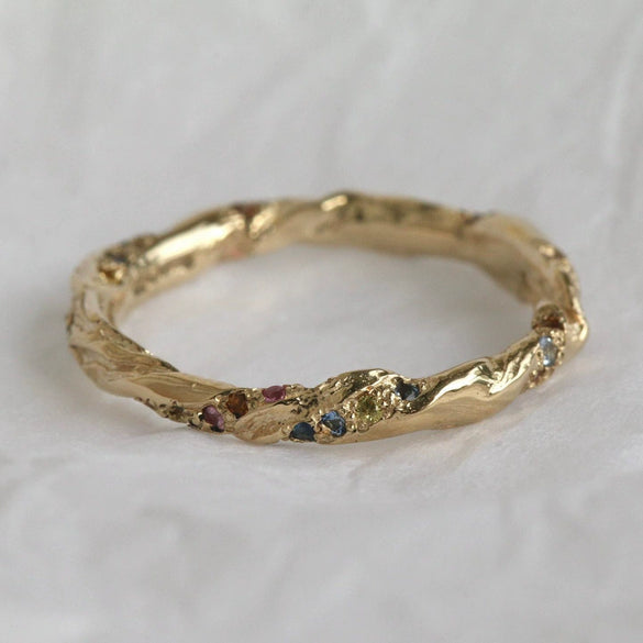 Wholesale Ring Copper Plated 18K True Gold Retro Light Luxury Zircon Irregular Spiral Geometric Style For Women