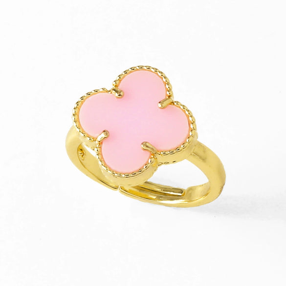 Wholesale Ring Copper Plated Real Gold Fourleaf Clover Geometric Style Electroplating Unisex