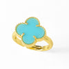 Wholesale Ring Copper Plated Real Gold Fourleaf Clover Geometric Style Electroplating Unisex