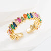 Wholesale Ring Copper Plated Real Gold Inlaid With Colored Zircon Geometric Style Unisex Opening Adjustable