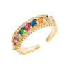 Wholesale Ring Copper Plated Real Gold Inlaid With Colored Zircon Geometric Style Unisex Opening Adjustable