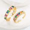 Wholesale Ring Copper Plated Real Gold Inlaid With Colored Zircon Geometric Style Unisex Opening Adjustable