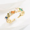 Wholesale Ring Copper Plated Real Gold Inlaid With Colored Zircon Geometric Style Unisex Opening Adjustable