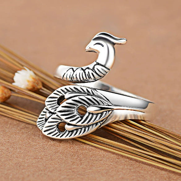 Wholesale Ring Copper Retro Animal Peacock Style Open Ring For Women