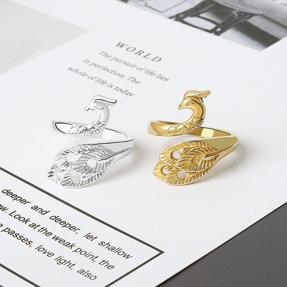 Wholesale Ring Copper Retro Animal Peacock Style Open Ring For Women