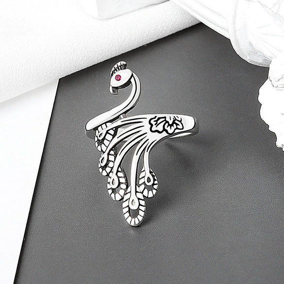 Wholesale Ring Copper Retro Animal Peacock Style Open Ring For Women