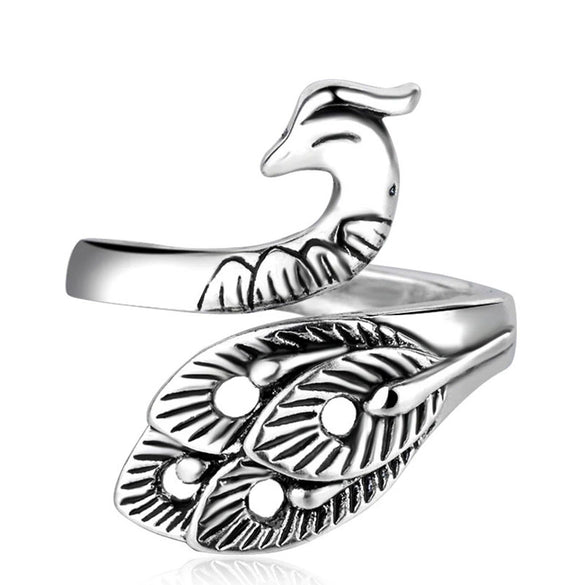 Wholesale Ring Copper Retro Animal Peacock Style Open Ring For Women