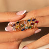 Wholesale Ring Copper Retro Geometric Electroplating December Birthstone