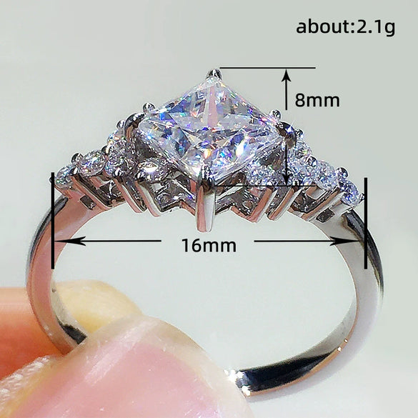 Wholesale Ring Copper Retro Geometric Style Inlaid Zircon For Women