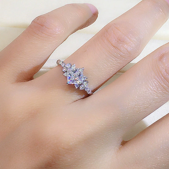 Wholesale Ring Copper Retro Geometric Style Inlaid Zircon For Women