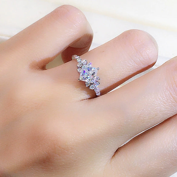 Wholesale Ring Copper Retro Geometric Style Inlaid Zircon For Women