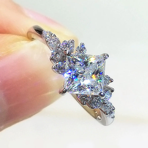Wholesale Ring Copper Retro Geometric Style Inlaid Zircon For Women