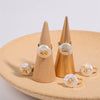 Wholesale Ring Copper Set With Pearls Geometric Twelve Constellations Asymmetrical Niche Design Women's