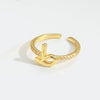 Wholesale Ring Copper Simple Letter Style Electroplating Inlaid With Zircon