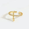 Wholesale Ring Copper Simple Letter Style Electroplating Inlaid With Zircon