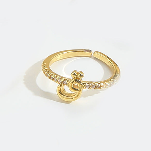 Wholesale Ring Copper Simple Letter Style Electroplating Inlaid With Zircon