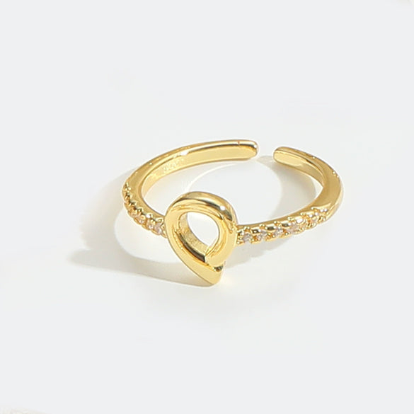 Wholesale Ring Copper Simple Letter Style Electroplating Inlaid With Zircon