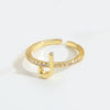 Wholesale Ring Copper Simple Letter Style Electroplating Inlaid With Zircon