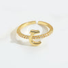 Wholesale Ring Copper Simple Letter Style Electroplating Inlaid With Zircon