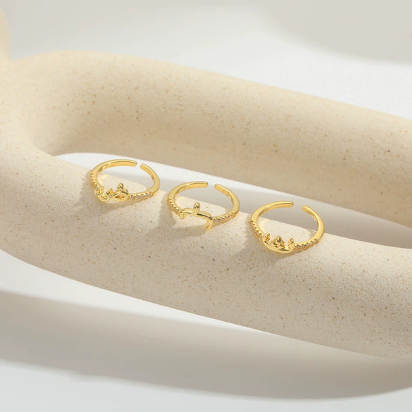 Wholesale Ring Copper Simple Letter Style Electroplating Inlaid With Zircon