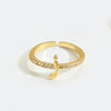 Wholesale Ring Copper Simple Letter Style Electroplating Inlaid With Zircon