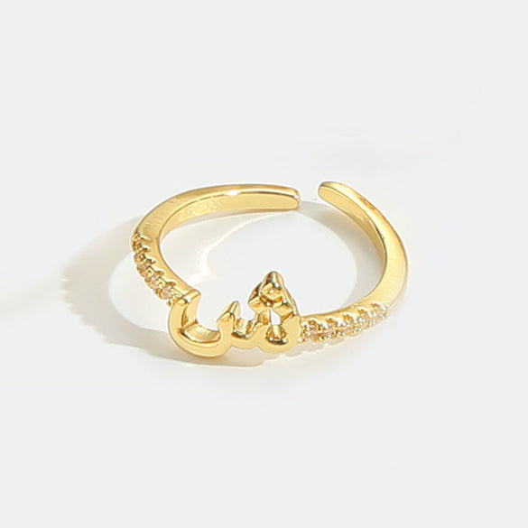 Wholesale Ring Copper Simple Letter Style Electroplating Inlaid With Zircon