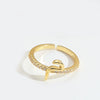 Wholesale Ring Copper Simple Letter Style Electroplating Inlaid With Zircon