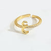 Wholesale Ring Copper Simple Letter Style Electroplating Inlaid With Zircon