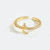 Wholesale Ring Copper Simple Letter Style Electroplating Inlaid With Zircon